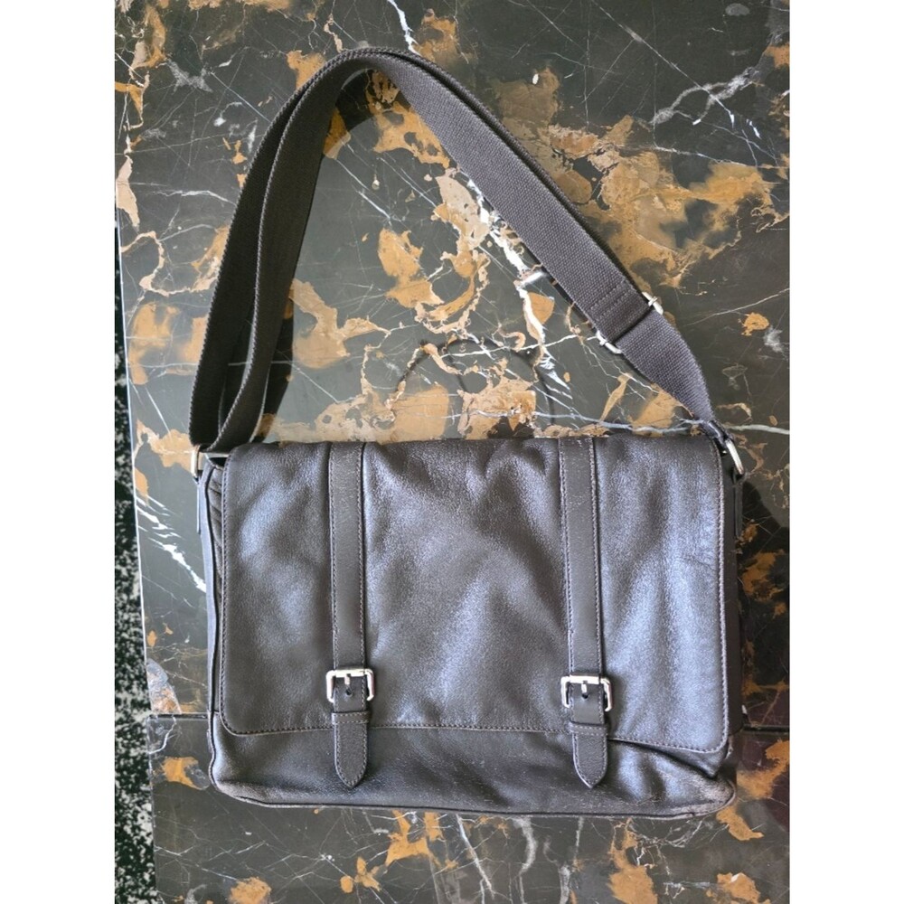 Cole Haan Brown Leather Distressed Messenger Crossbody Bag Work School 16x10x3
